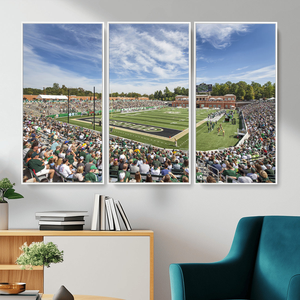 67799-MGV-CV-36X24 - University of Charlotte 49ers Football Team Print - Charlotte Jerry Richardson Stadium Canvas Print