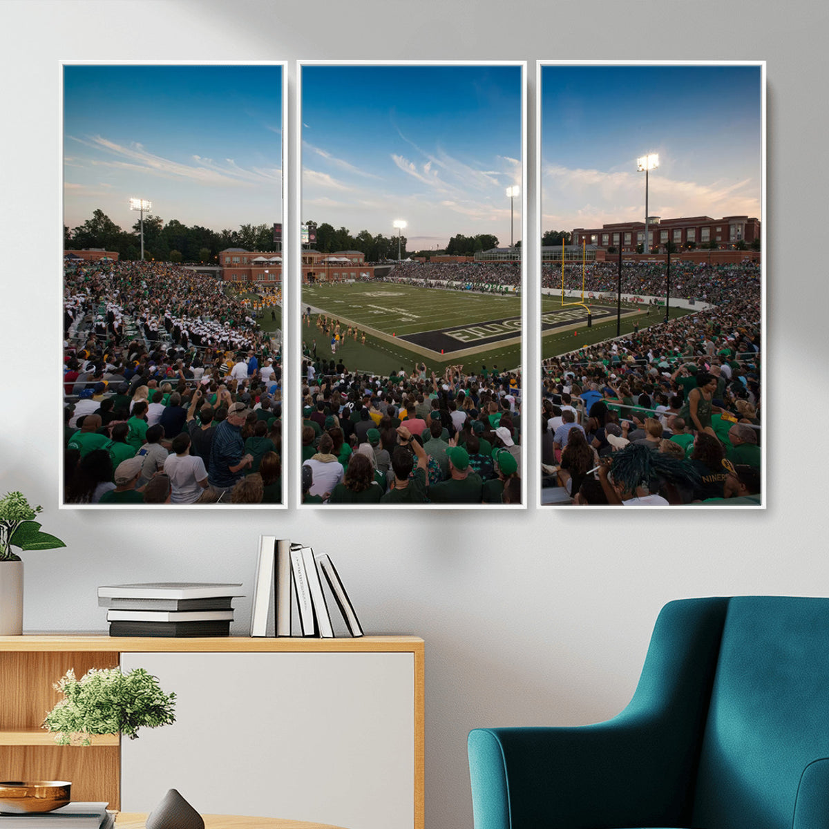 12290-MGV-CV-36X24 - University of Charlotte 49ers Football Team Print - Charlotte Jerry Richardson Stadium Wall Art