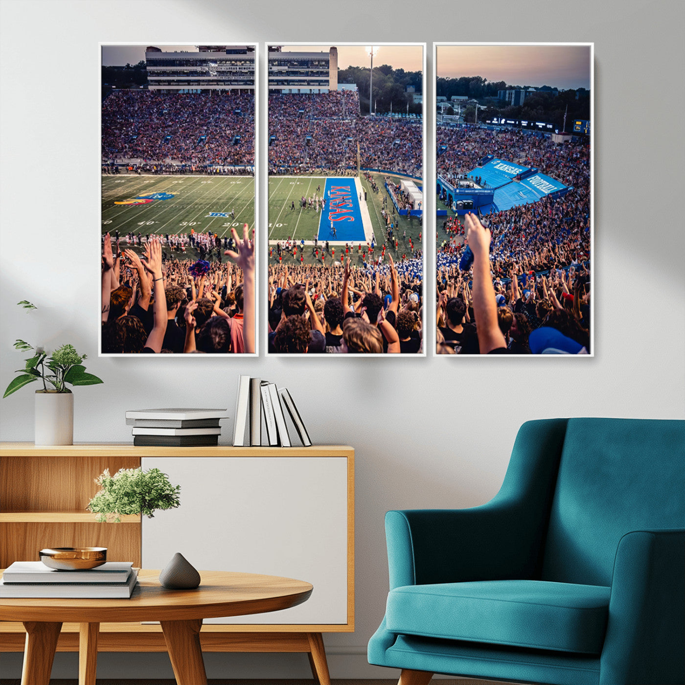 MGV-FC-48X32-3P - University of Kansas Jayhawks Football Team Art Print - Lawrence Kansas Memorial Stadium Wall Art