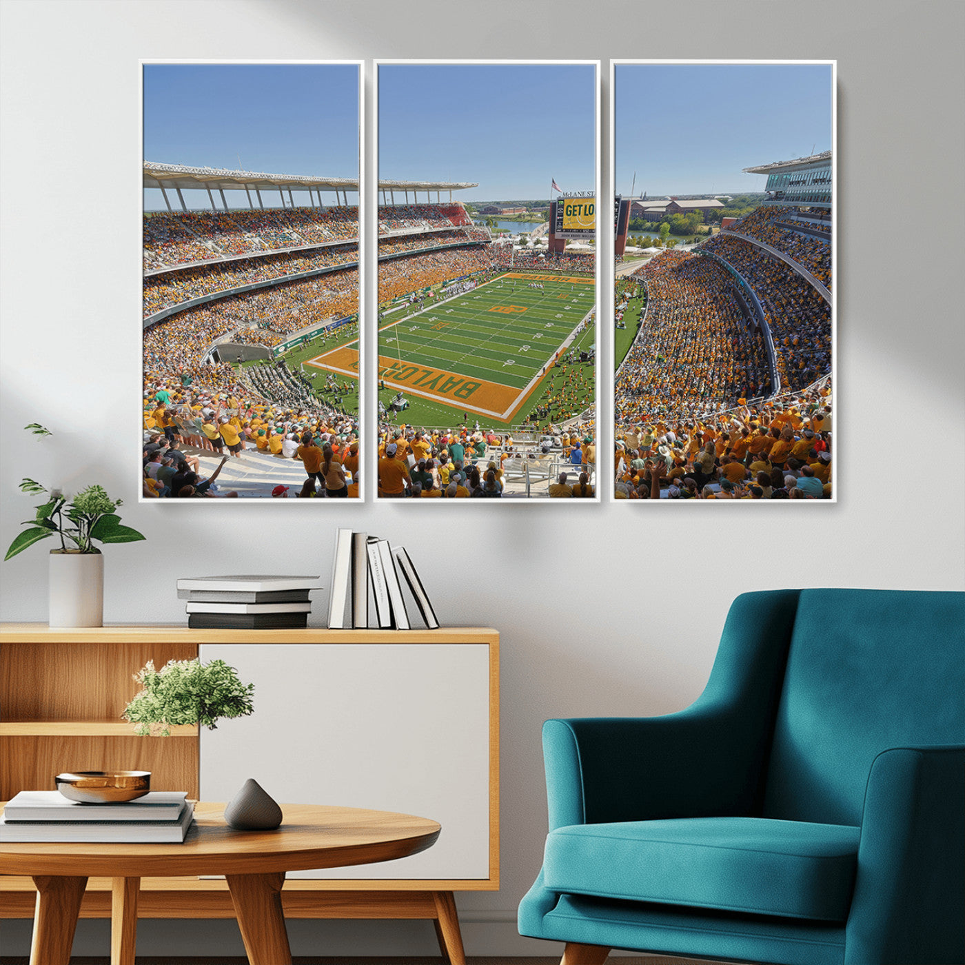 MGV-FC-48X32-3P - Baylor University Bears Football Team Print - Waco McLane Stadium Wall Art Canvas Print