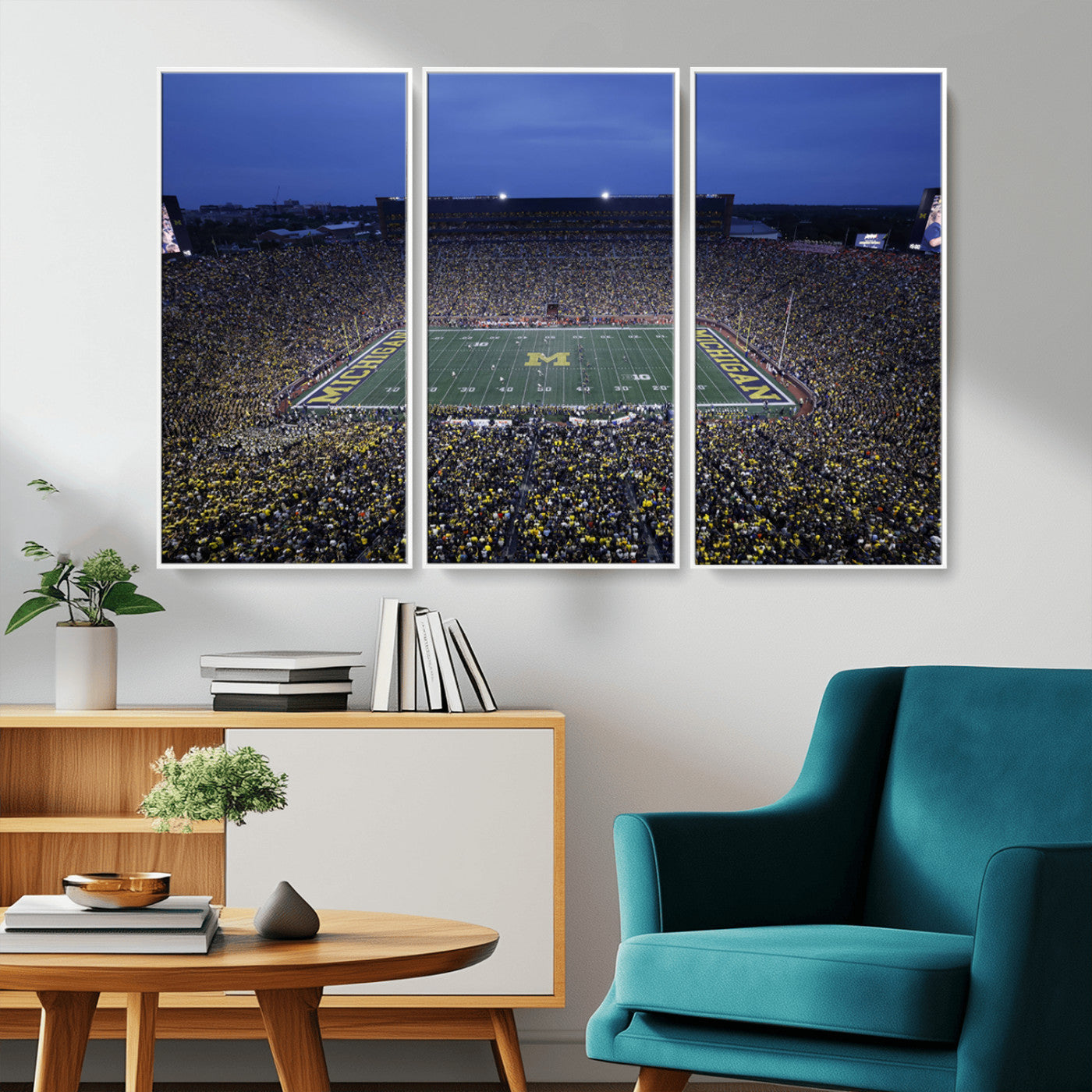 MGV-FC-48X32-3P - University of Michigan Wolverines Football Team Print - Ann Arbor Michigan Stadium Wall Art Canvas