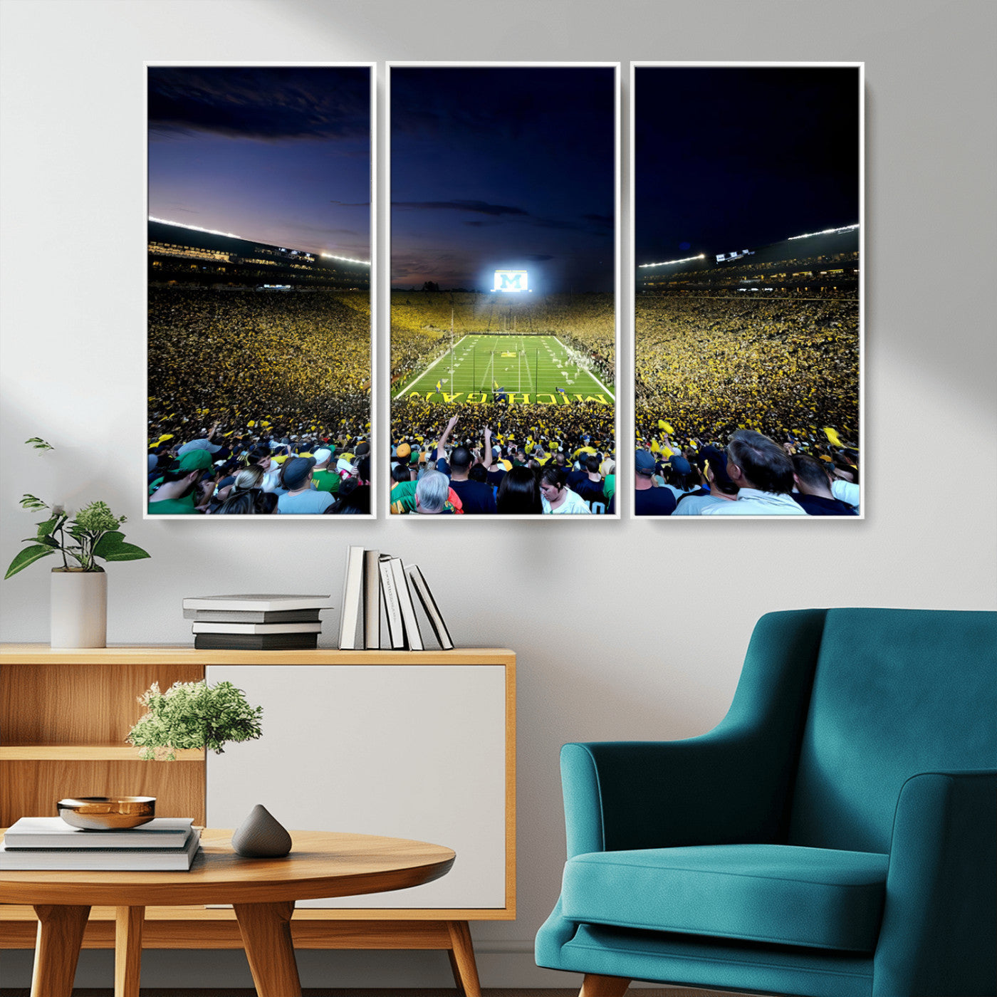 MGV-FC-48X32-3P - University of Michigan Wolverines Football Team Print - Ann Arbor Michigan Stadium Canvas Print