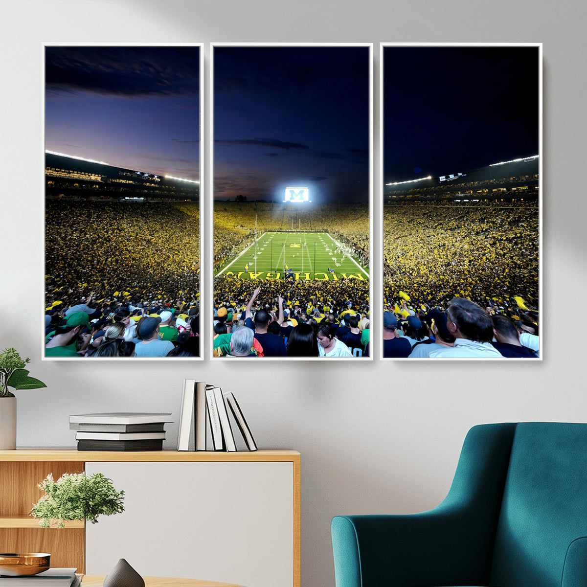 22115-MGV-CV-36X24 - University of Michigan Wolverines Football Team Print - Ann Arbor Michigan Stadium Canvas Print