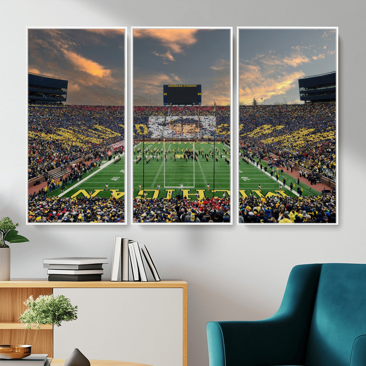 81843-MGV-CV-36X24 - University of Michigan Wolverines Print Canvas, Football Team Print - Ann Arbor Michigan Stadium