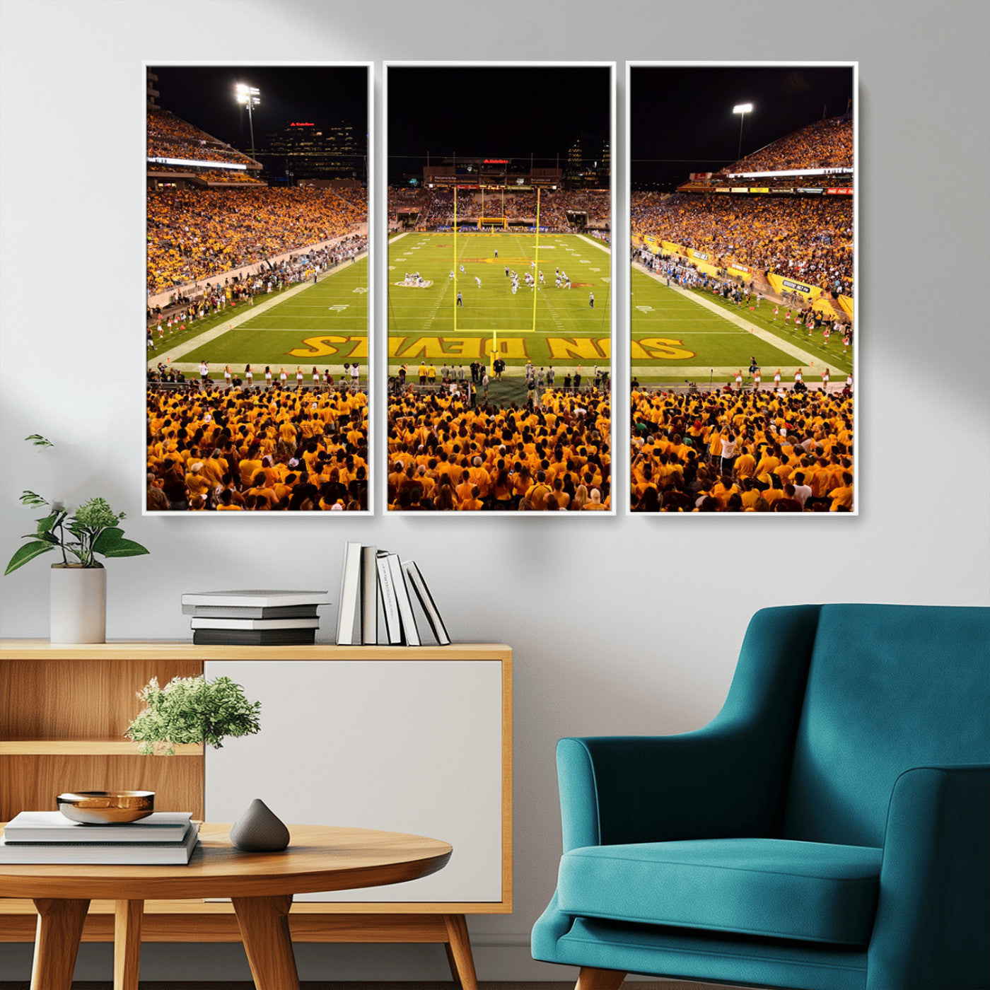MGV-FC-48X32-3P - ASU Sun Devils Football Team Print - Phoenix Mountain America Stadium Wall Art Canvas Print