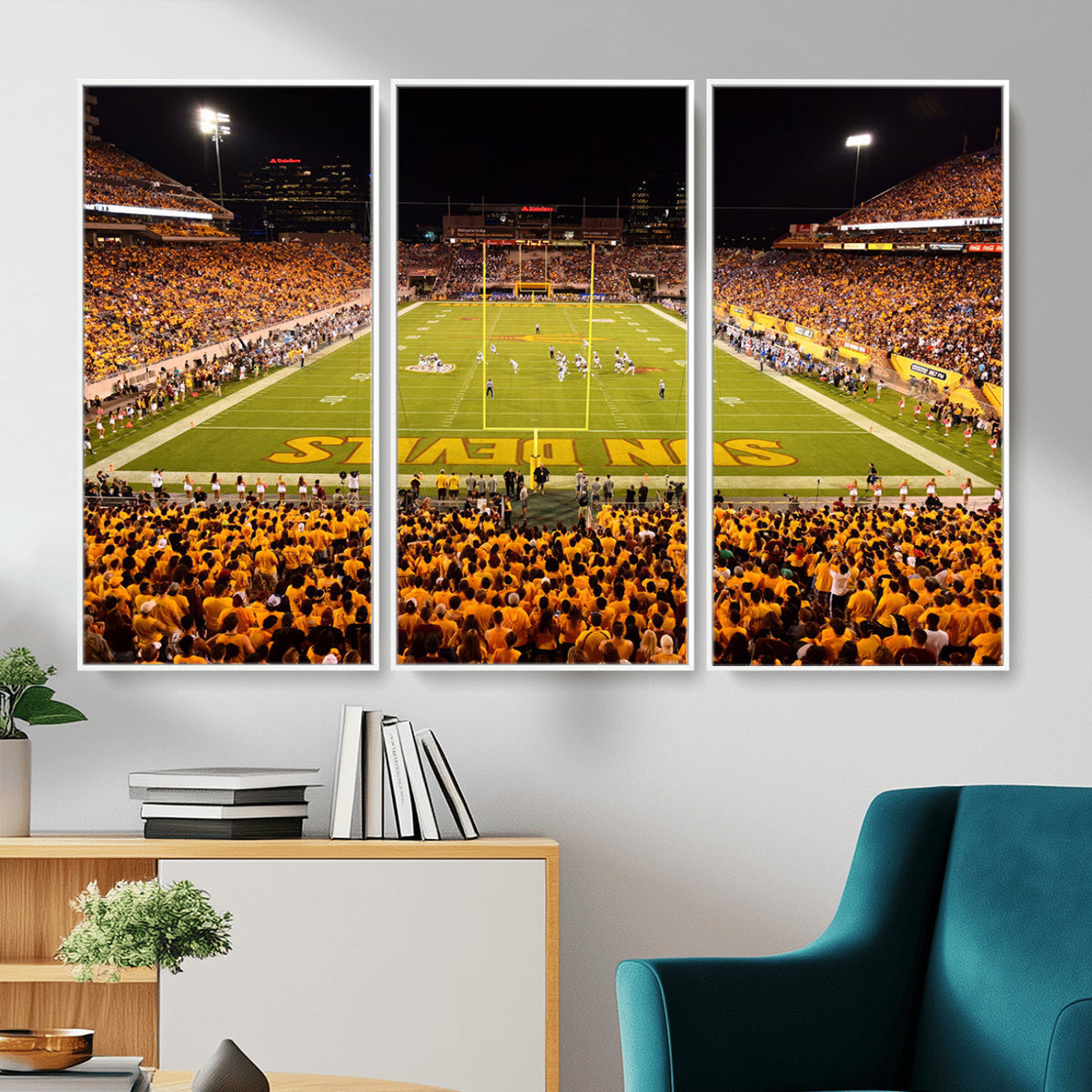 21588-MGV-CV-36X24 - ASU Sun Devils Football Team Print - Phoenix Mountain America Stadium Wall Art Canvas Print