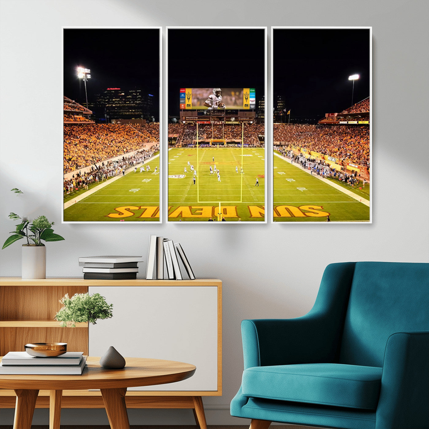 MGV-FC-48X32-3P - ASU Sun Devils Football Team Print - Phoenix Mountain America Stadium Canvas Print