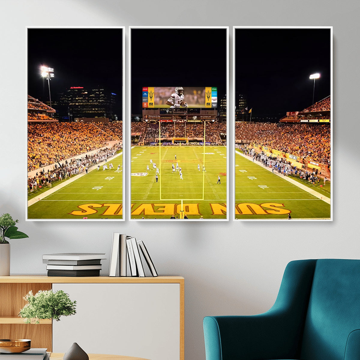 87612-MGV-CV-36X24 - ASU Sun Devils Football Team Print - Phoenix Mountain America Stadium Canvas Print