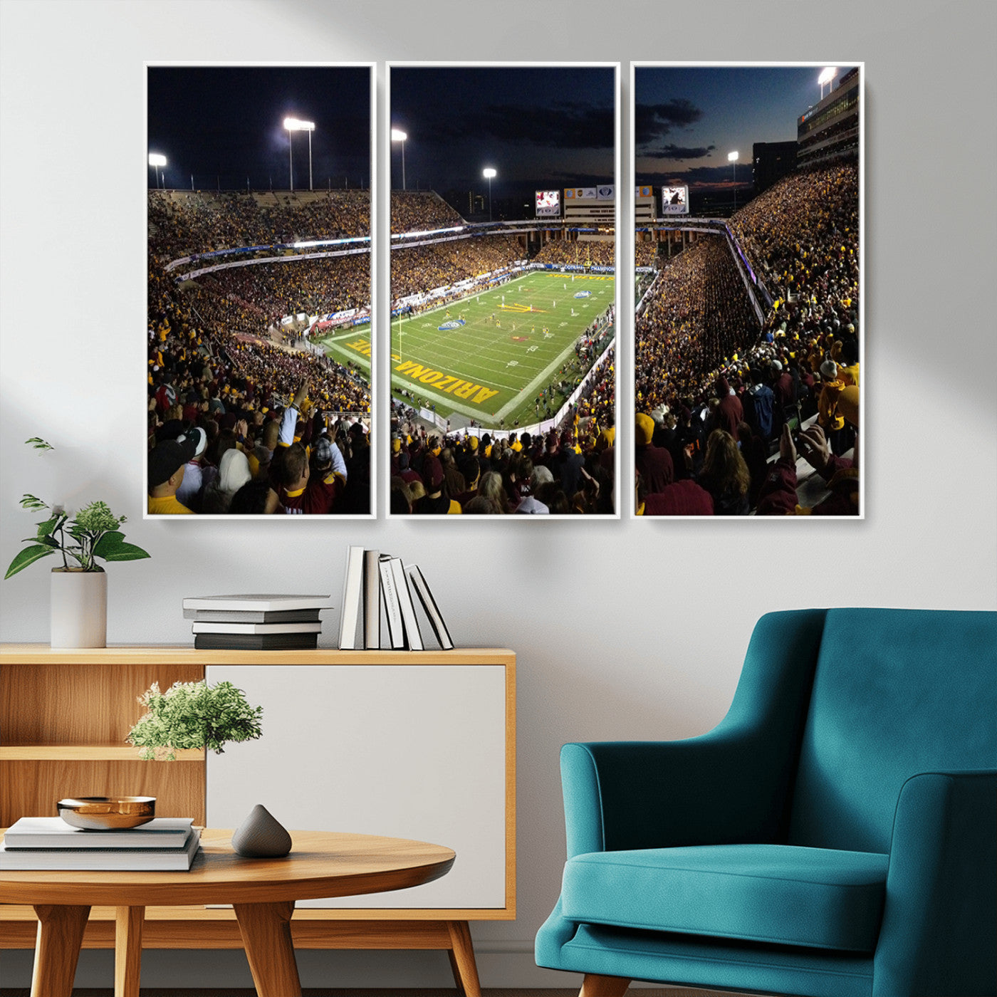 MGV-FC-48X32-3P - ASU Sun Devils Football Team Print Canvas - Phoenix Mountain America Stadium Wall Art Canvas Print