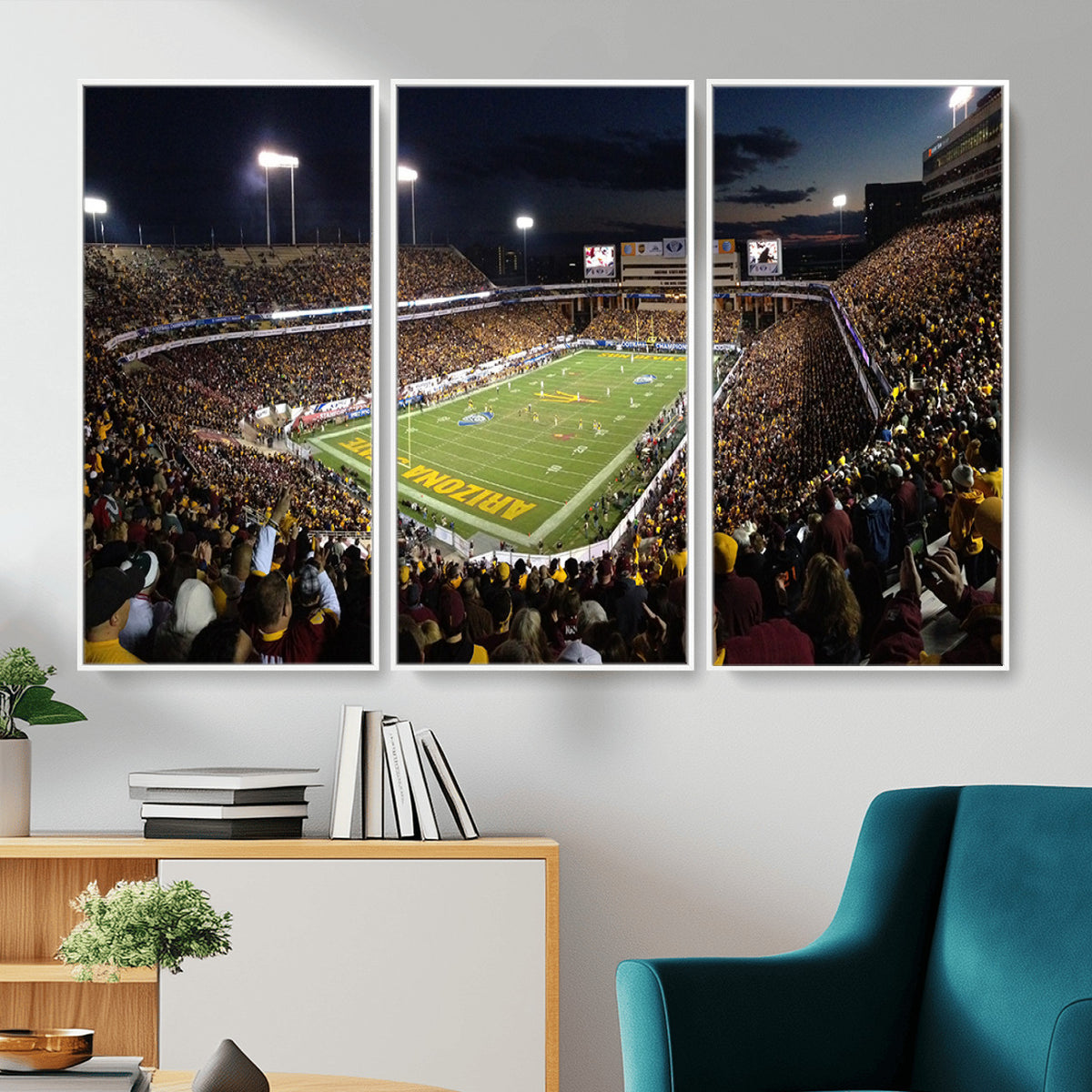 75716-MGV-CV-36X24 - ASU Sun Devils Football Team Print Canvas - Phoenix Mountain America Stadium Wall Art Canvas Print