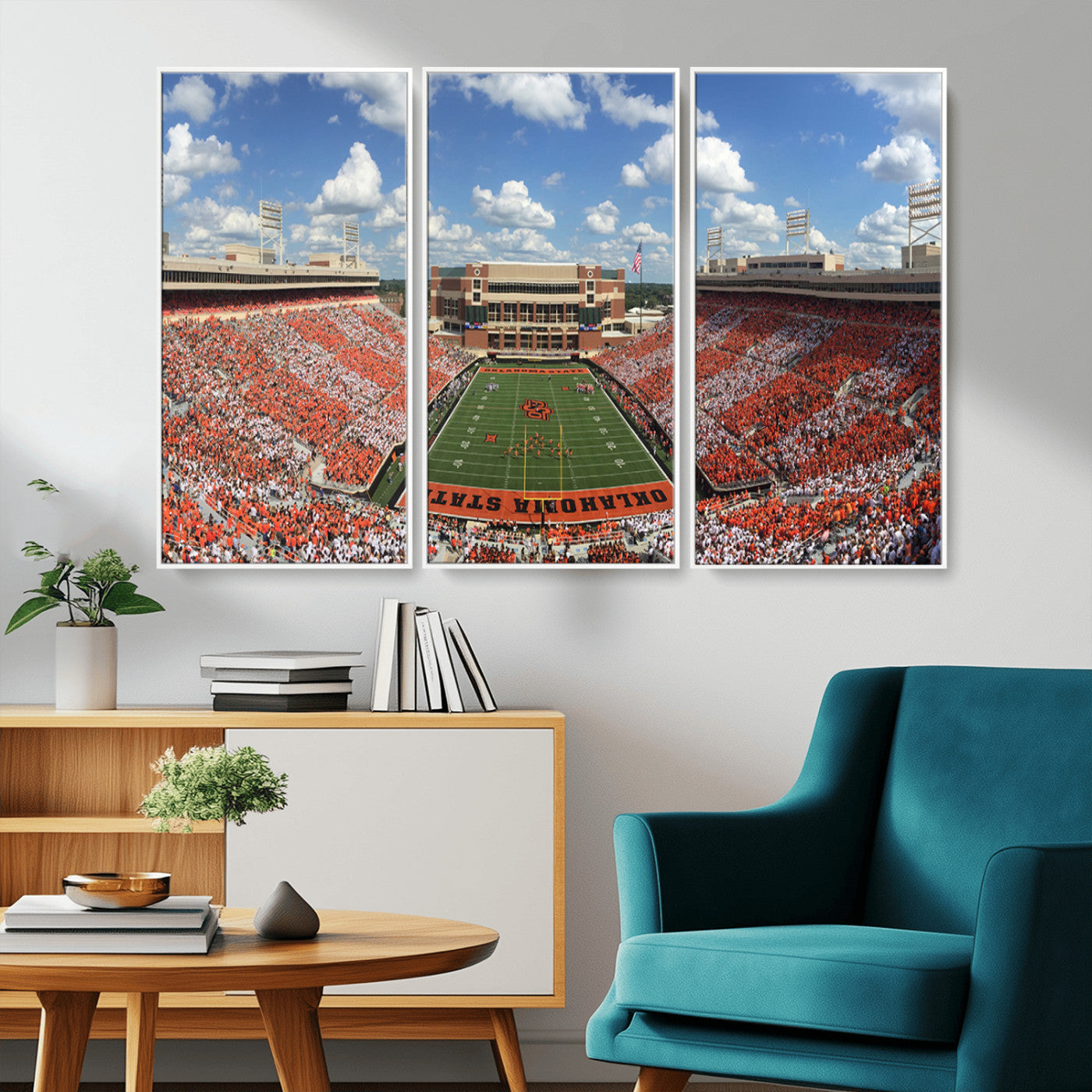 MGV-FC-48X32-3P - Oklahoma State Cowboys Football Team Print - Stillwater Boone Pickens Stadium Wall Art Canvas Print