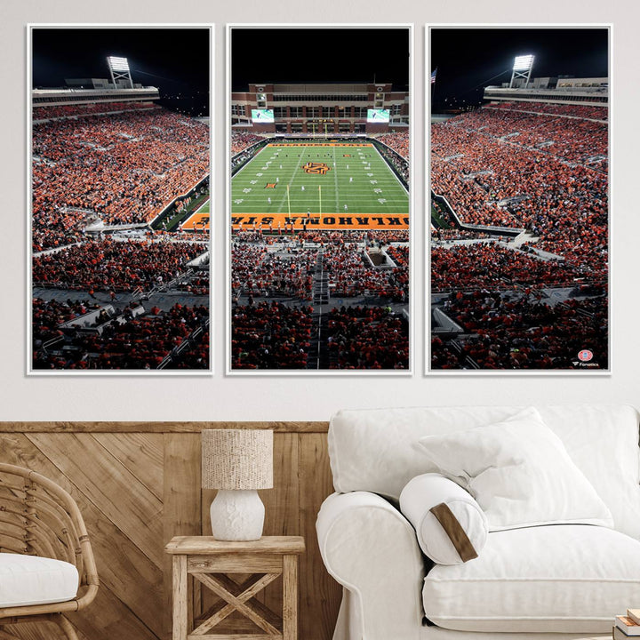 Oklahoma State Cowboys Canvas Print, Football Team Print - Stillwater Boone Pickens Stadium Wall Art Canvas Print