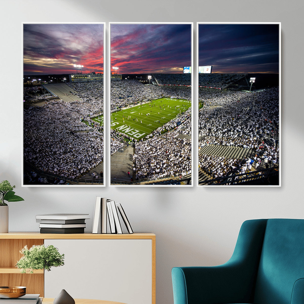37304-MGV-CV-36X24 - Penn State Nittany Lions Football Team Print - University Park Beaver Stadium Art Canvas Print