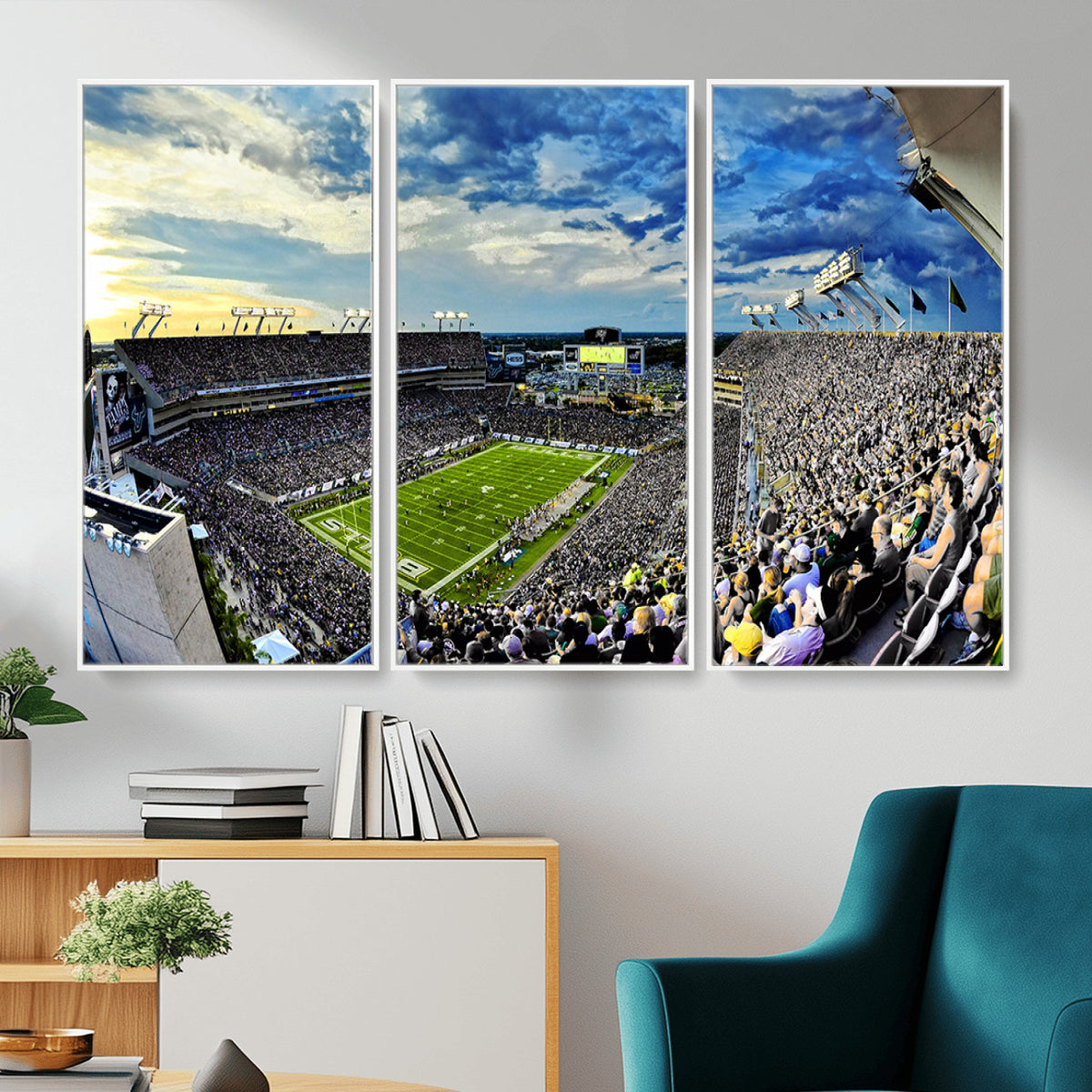 23788-MGV-CV-36X24 - Framed USF Bulls Football Team Print - Tampa Raymond James Stadium Wall Art Canvas Print