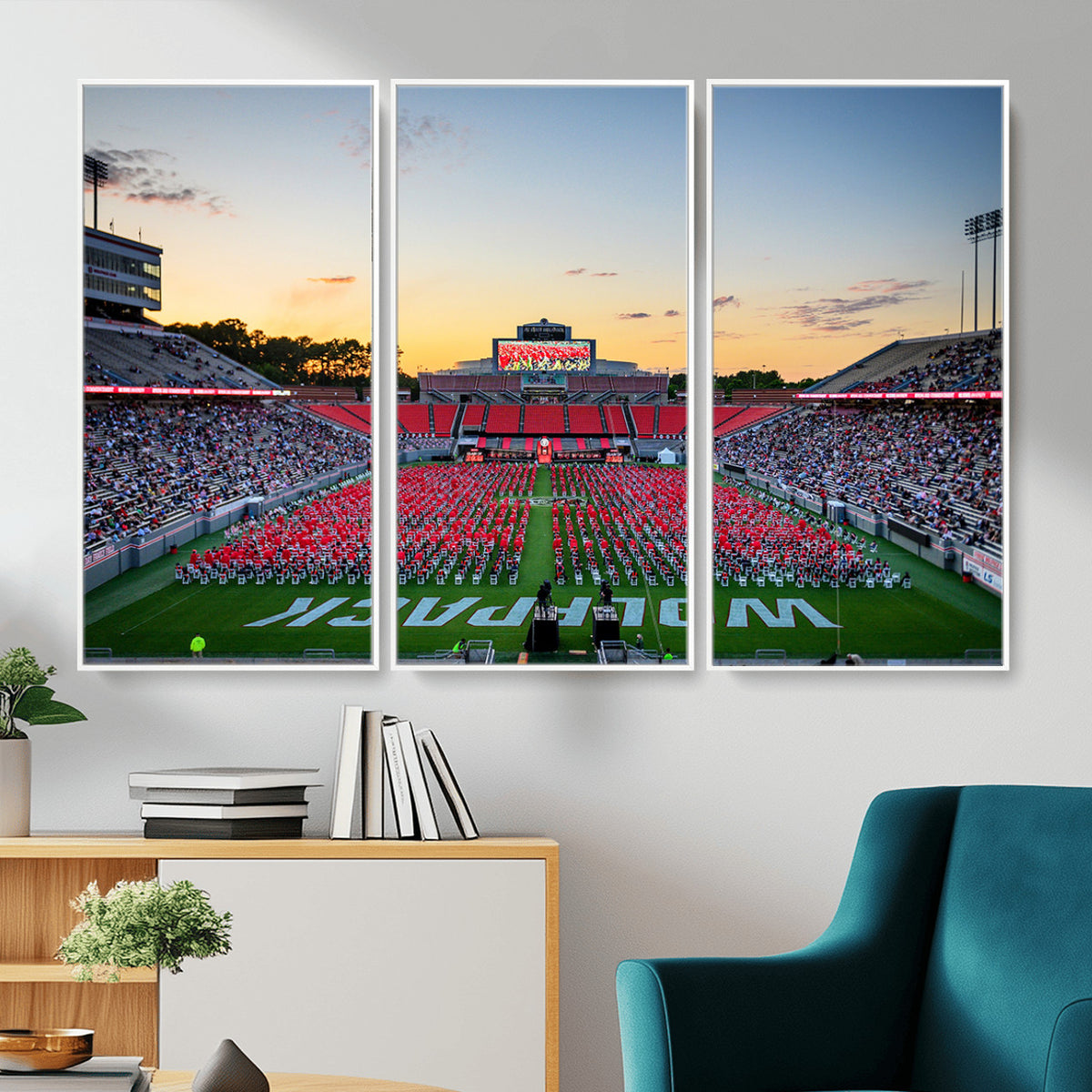 35266-MGV-CV-36X24 - NC State Wolfpack Football Team Print Wall Art - Raleigh Carter-Finley Stadium Wall Art Canvas Print