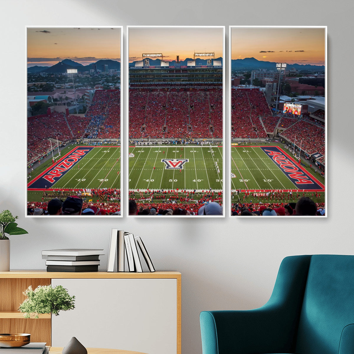 45563-MGV-CV-36X24 - Arizona Wildcats Football Team Print - Tucson Arizona Stadium Wall Art Canvas Print