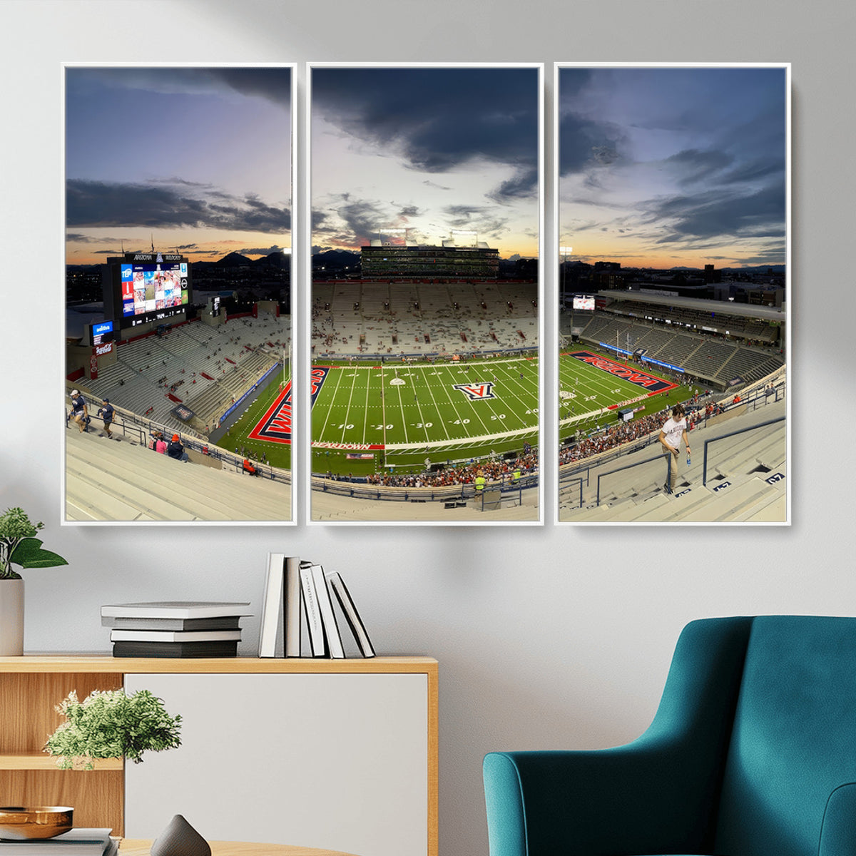 24339-MGV-CV-36X24 - Arizona Wildcats Football Team Print - Tucson Arizona Stadium Wall Art Canvas Print