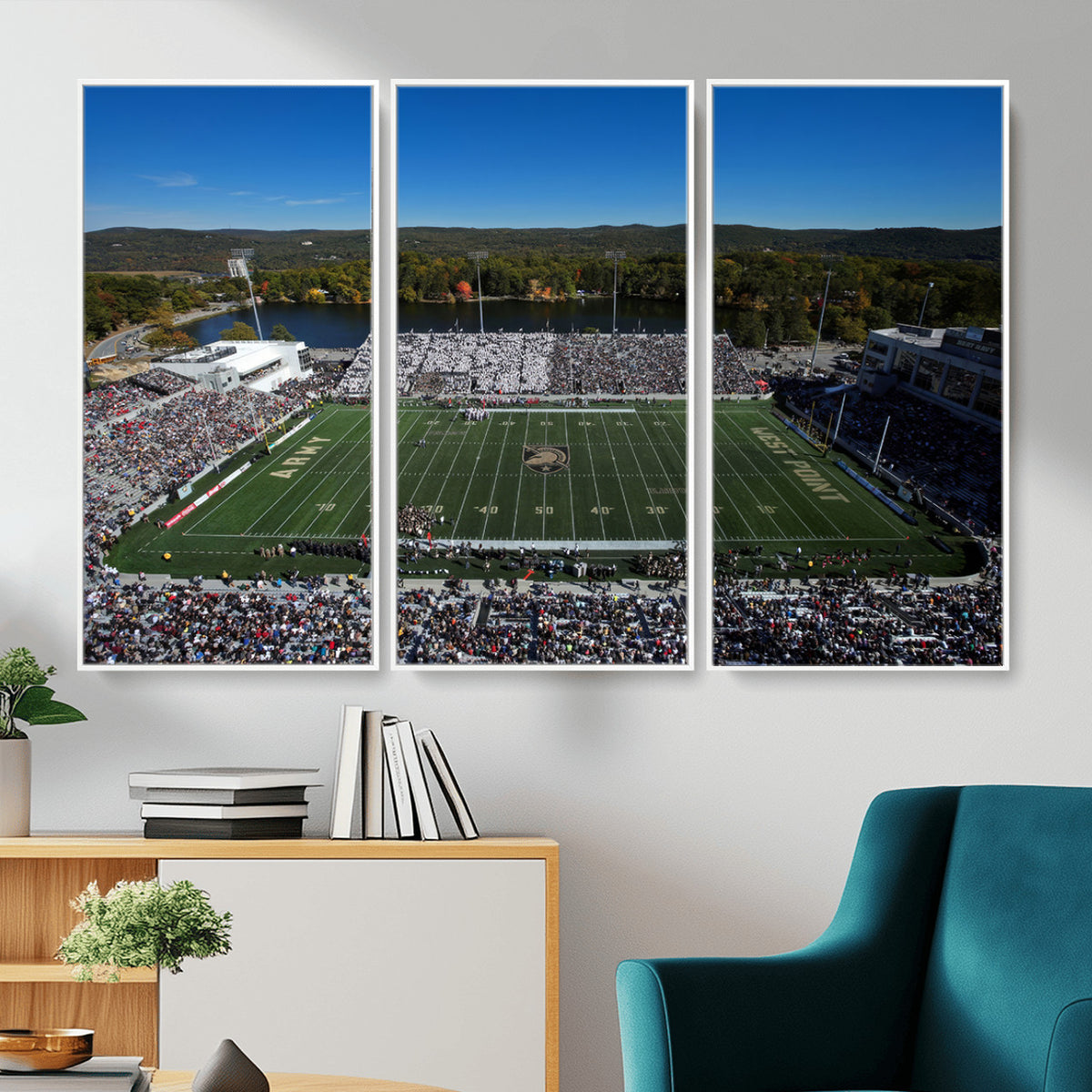 52056-MGV-CV-36X24 - Army Black Knights Football Team Print - West Point Michie Stadium Wall Art Canvas Print