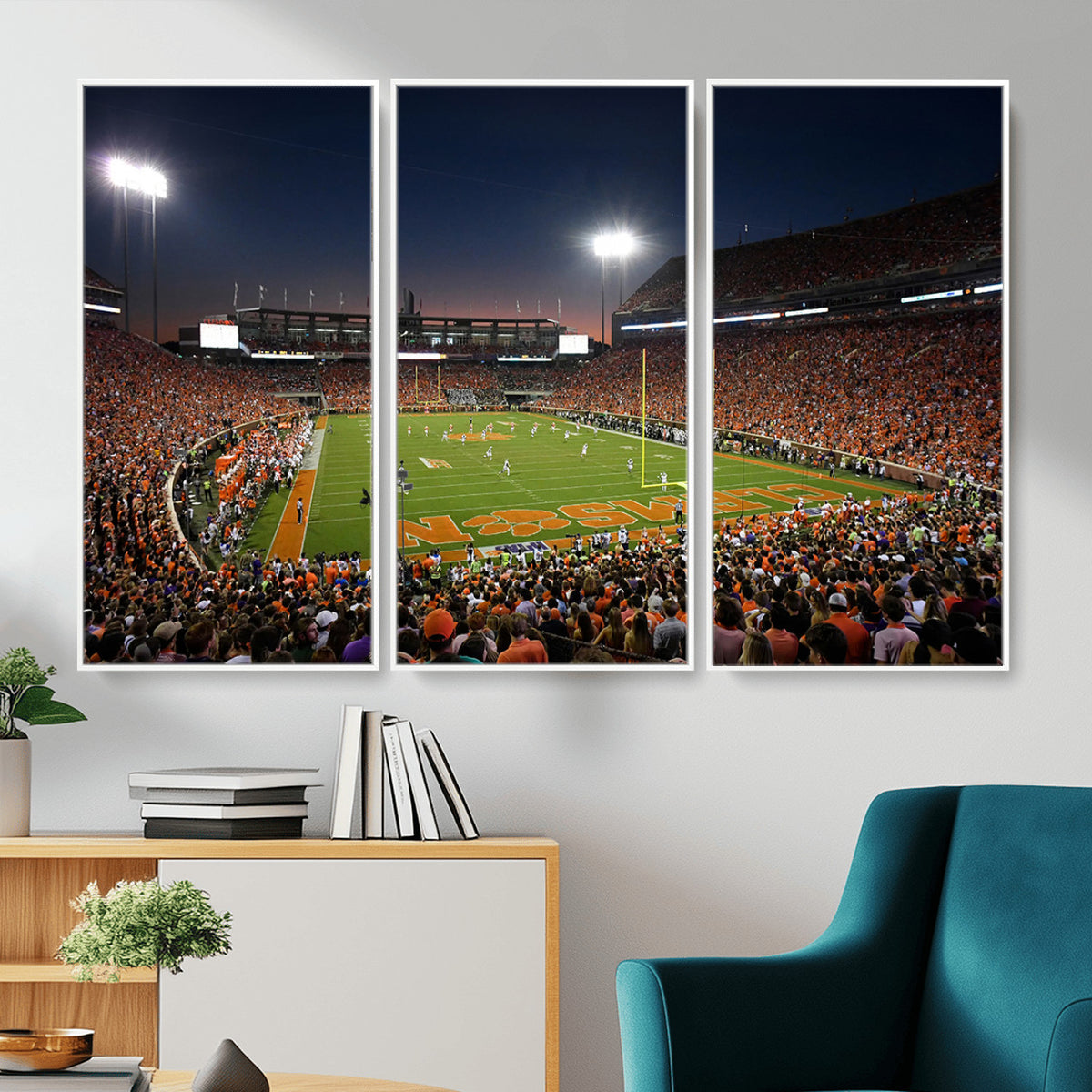 32340-MGV-CV-36X24 - Clemson University Tigers Art Print, Football Team Print