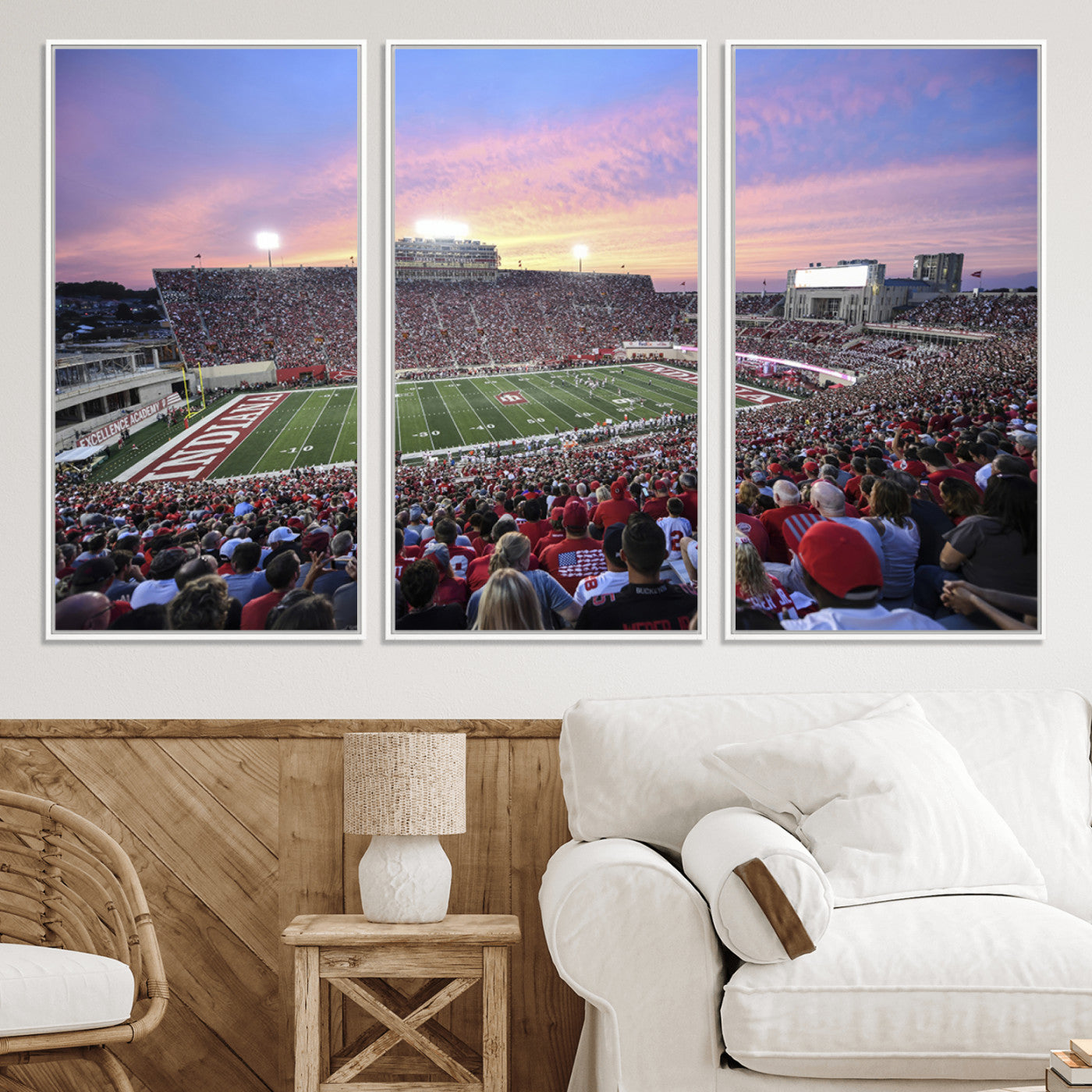 13046-MGV-CV-36X24-Indiana University Hoosiers Football Team Print - Bloomington Memorial Stadium Wall Art Canvas Print