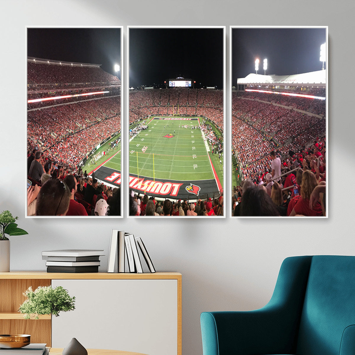 51251-PAN-FL-20X10 - University of Louisville Cardinals Football Team Print - Louisville Cardinal Stadium Wall Art Canvas