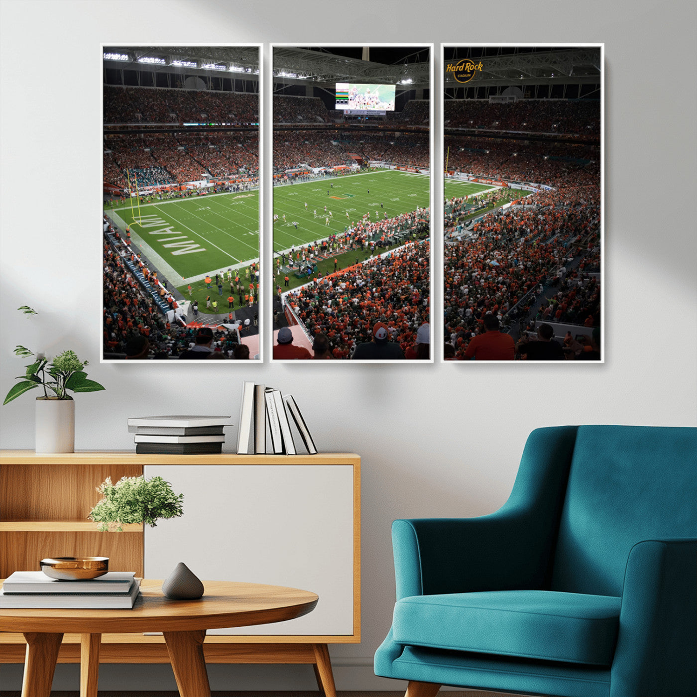 MGV-FC-48X32-3P - Miami Hurricanes Football Team Print Canvas- Miami Hard Rock Stadium Wall Art Canvas Print