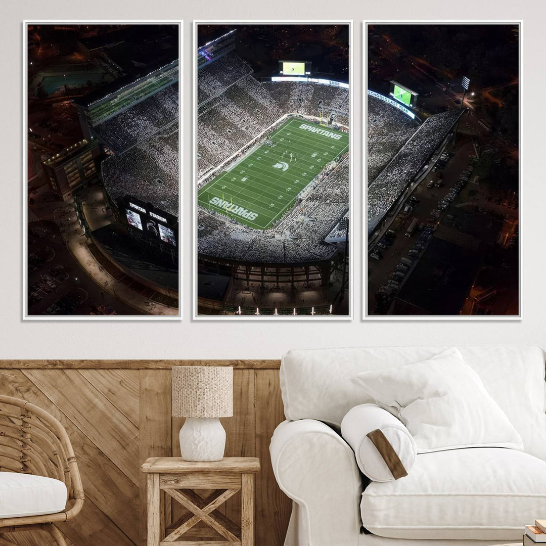 Michigan State Spartans Football Team Print - East Lansing Spartan Stadium Print Wall Art