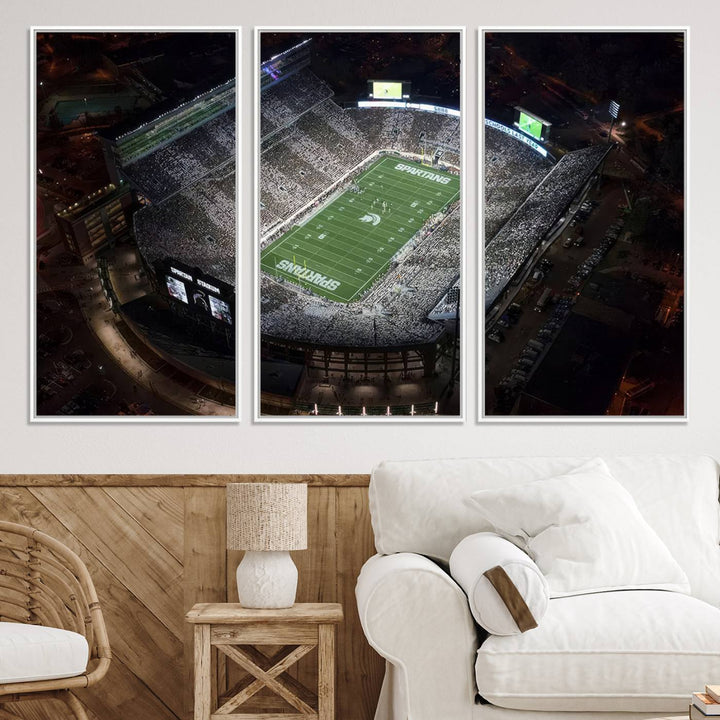 Michigan State Spartans Football Team Print - East Lansing Spartan Stadium Print Wall Art