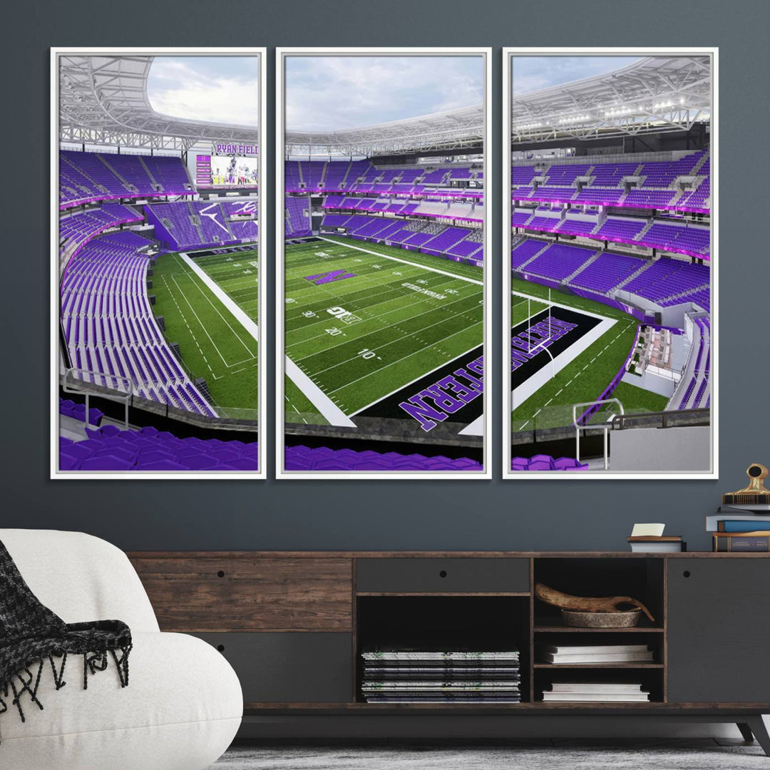 Ryan Field: Northwestern Wildcats Football premium canvas wall art.