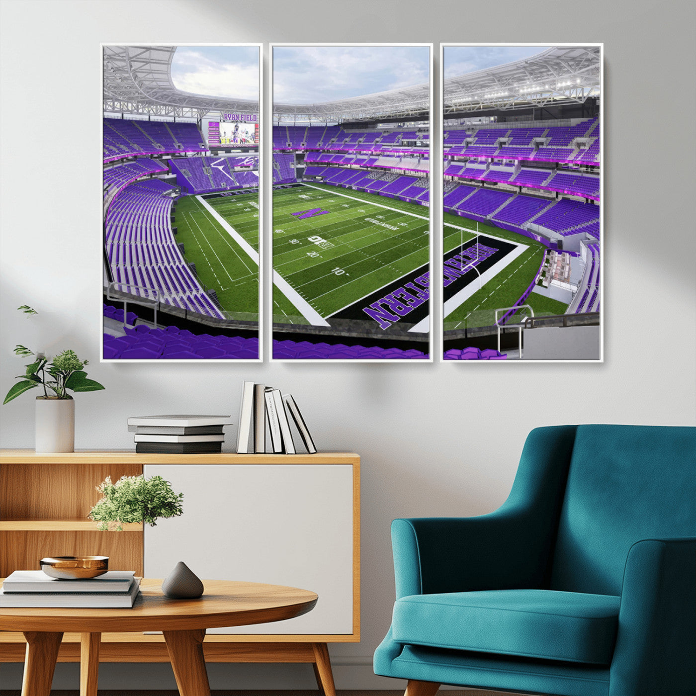 MGV-FC-48X32-3P - Northwestern University Wildcats Football Team Print - Evanston Ryan Field Wall Art Canvas Print