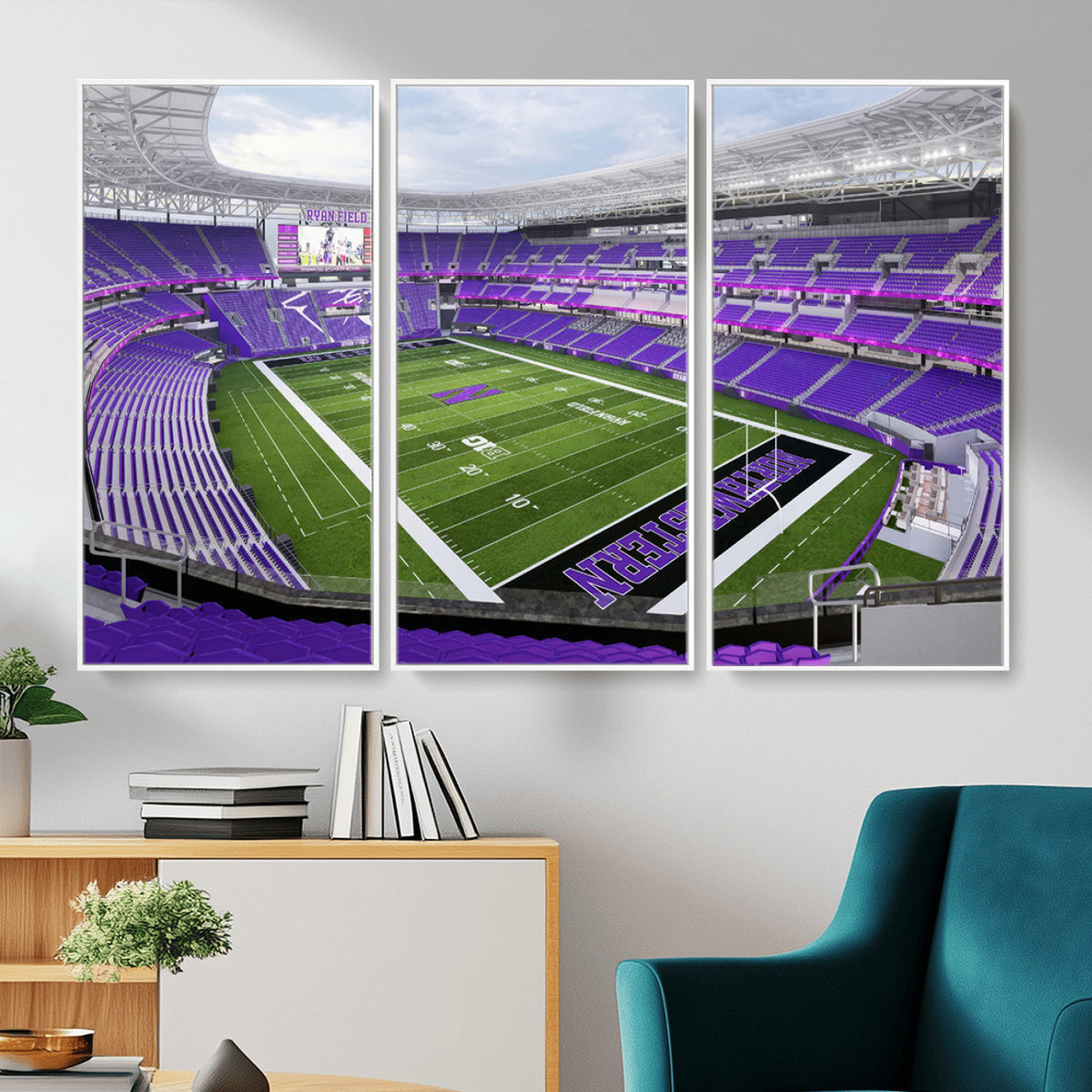 49190-MGV-CV-36X24 - Northwestern University Wildcats Football Team Print - Evanston Ryan Field Wall Art Canvas Print