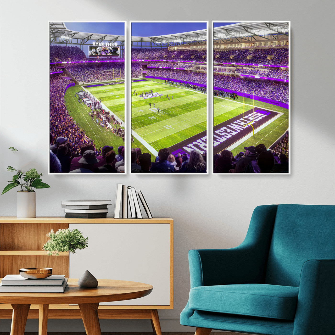 MGV-FC-48X32-3P - Northwestern University Wildcats Football Team Print - Evanston Ryan Field Wall Art Canvas Print