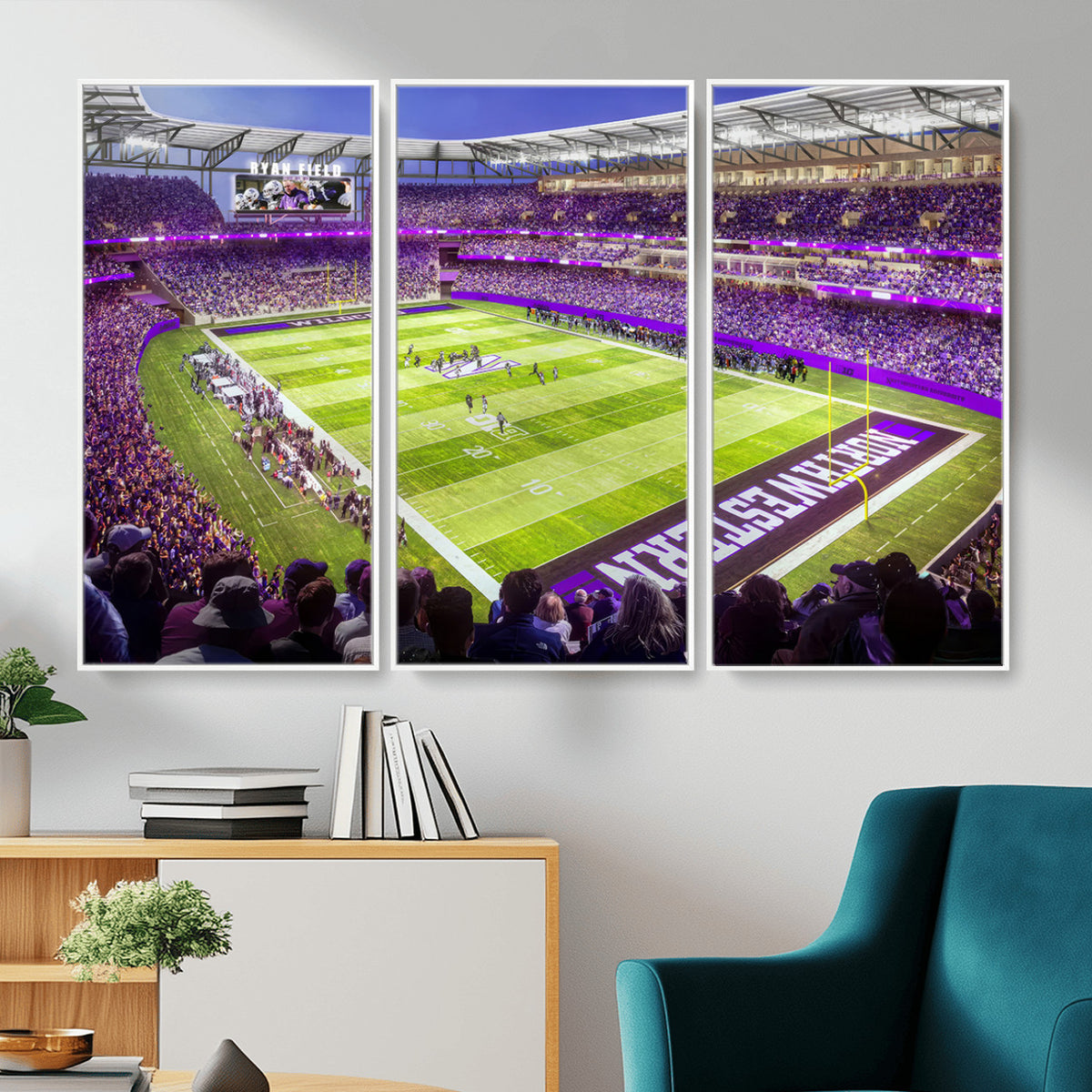81245-MGV-CV-36X24 - Northwestern University Wildcats Football Team Print - Evanston Ryan Field Wall Art Canvas Print