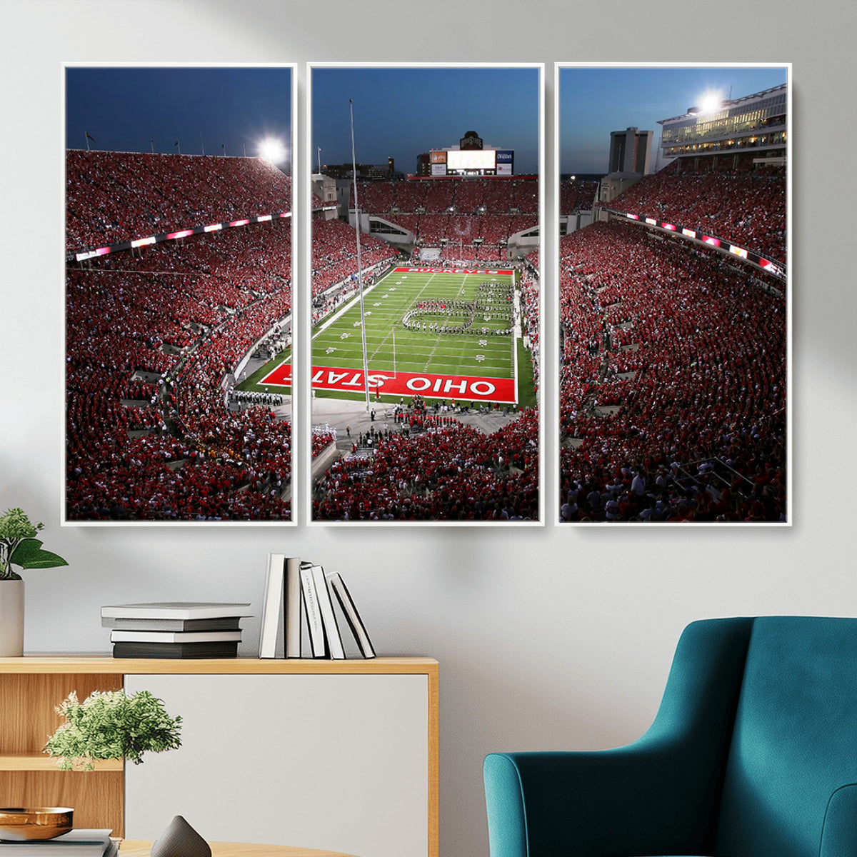 98743-PAN-FL-20X10 - Ohio State University Buckeyes Football Team Print - Columbus Ohio Stadium Wall Art Canvas Print