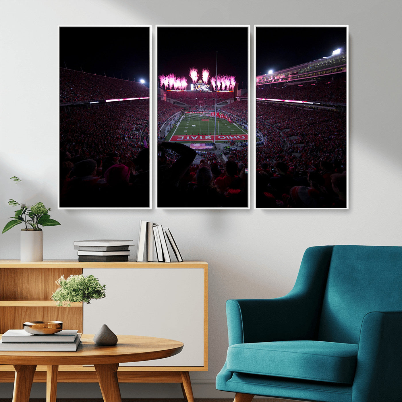 MGV-FC-48X32-3P - Ohio State University Buckeyes Football Team Print - Columbus Ohio Stadium Wall Art Canvas Print