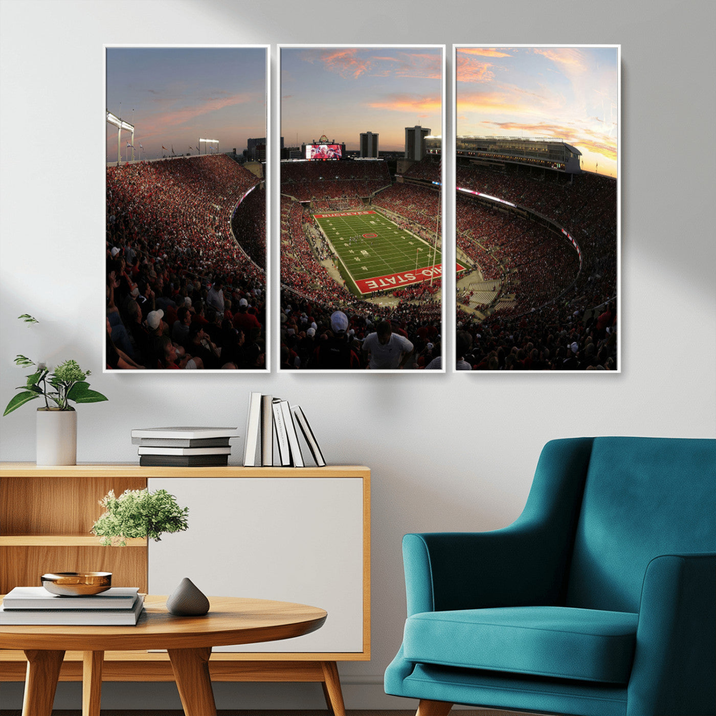 MGV-FC-48X32-3P - Ohio State University Buckeyes Football Team Print - Columbus Ohio Stadium Wall Art Canvas Print