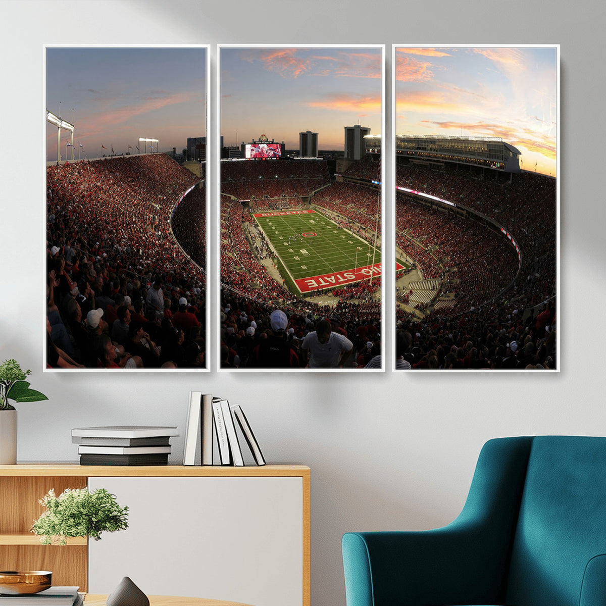 28825-PAN-FL-20X10 - Ohio State University Buckeyes Football Team Print - Columbus Ohio Stadium Wall Art Canvas Print