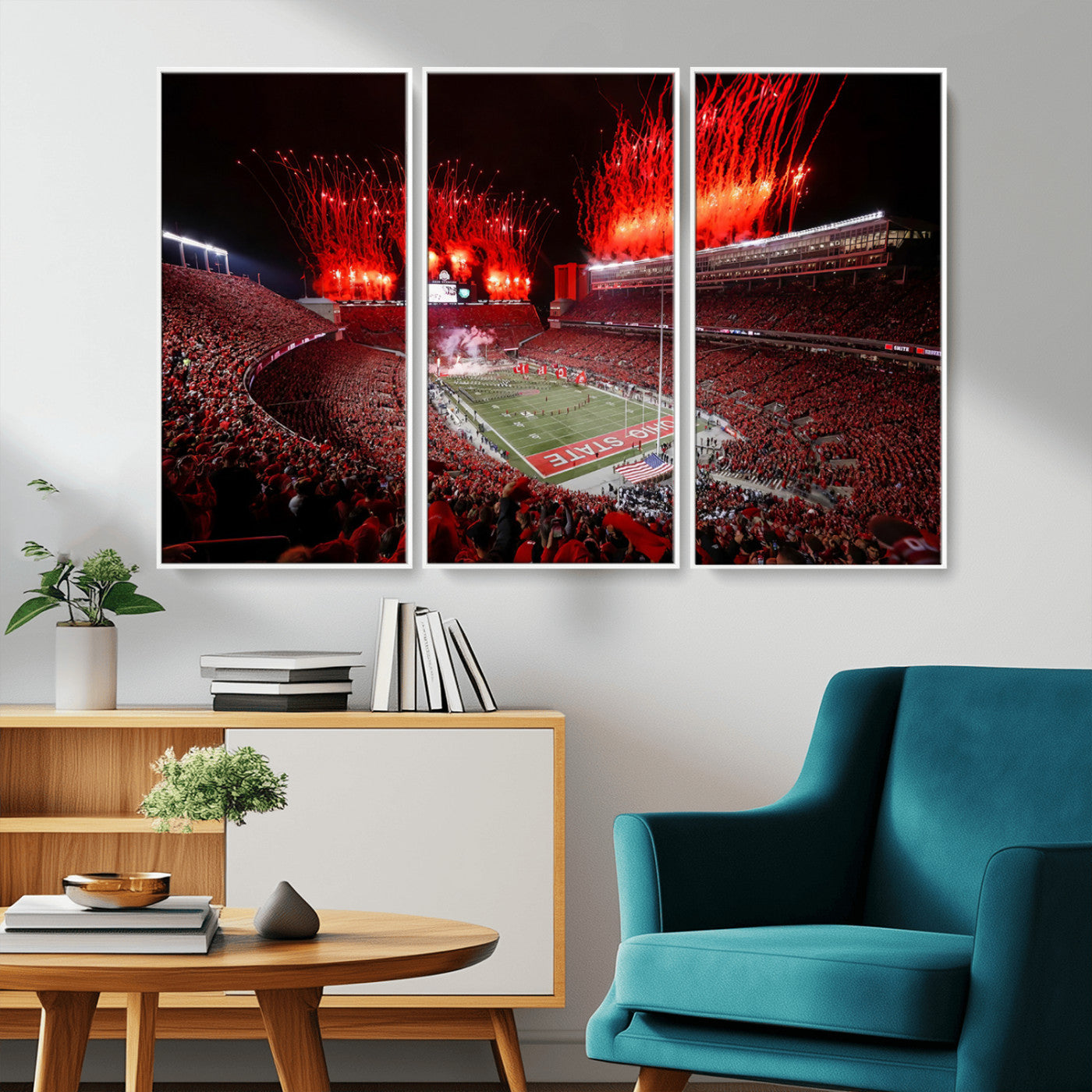 MGV-FC-48X32-3P - Ohio State University Buckeyes Football Team Print - Columbus Ohio Stadium Wall Art Canvas Print