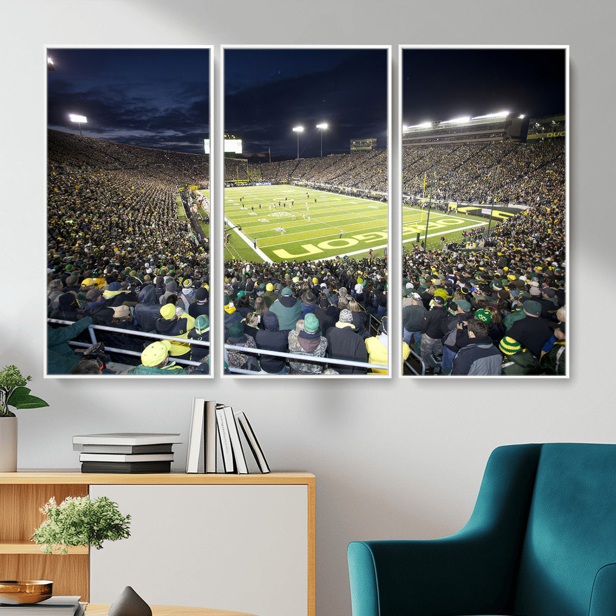 48756-PAN-FL-20X10 - University of Oregon Ducks Football Team Print - Eugene Autzen Stadium Wall Art Canvas Print