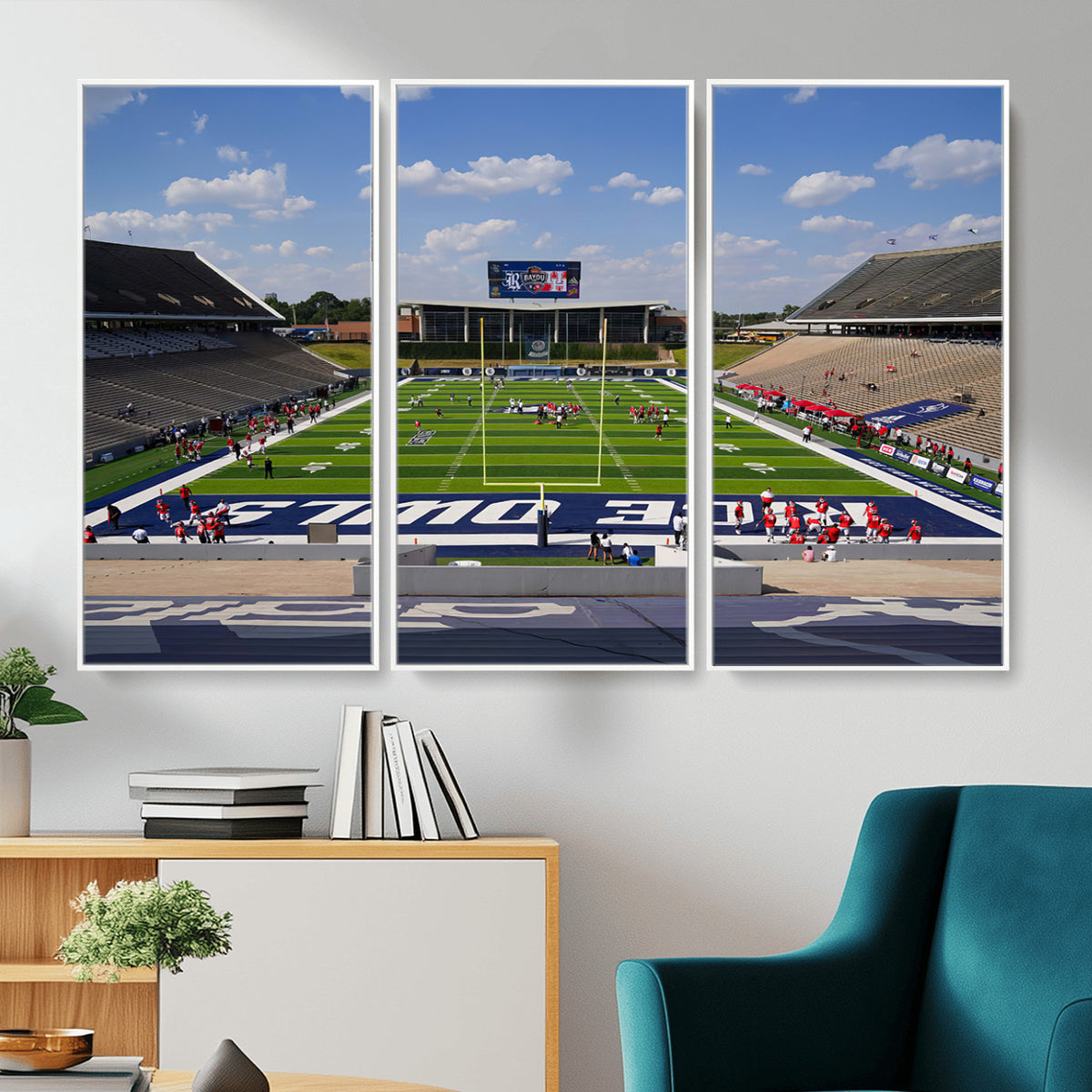92248-MGV-CV-36X24 - Rice University Owls Football Team Print, Houston Rice Stadium