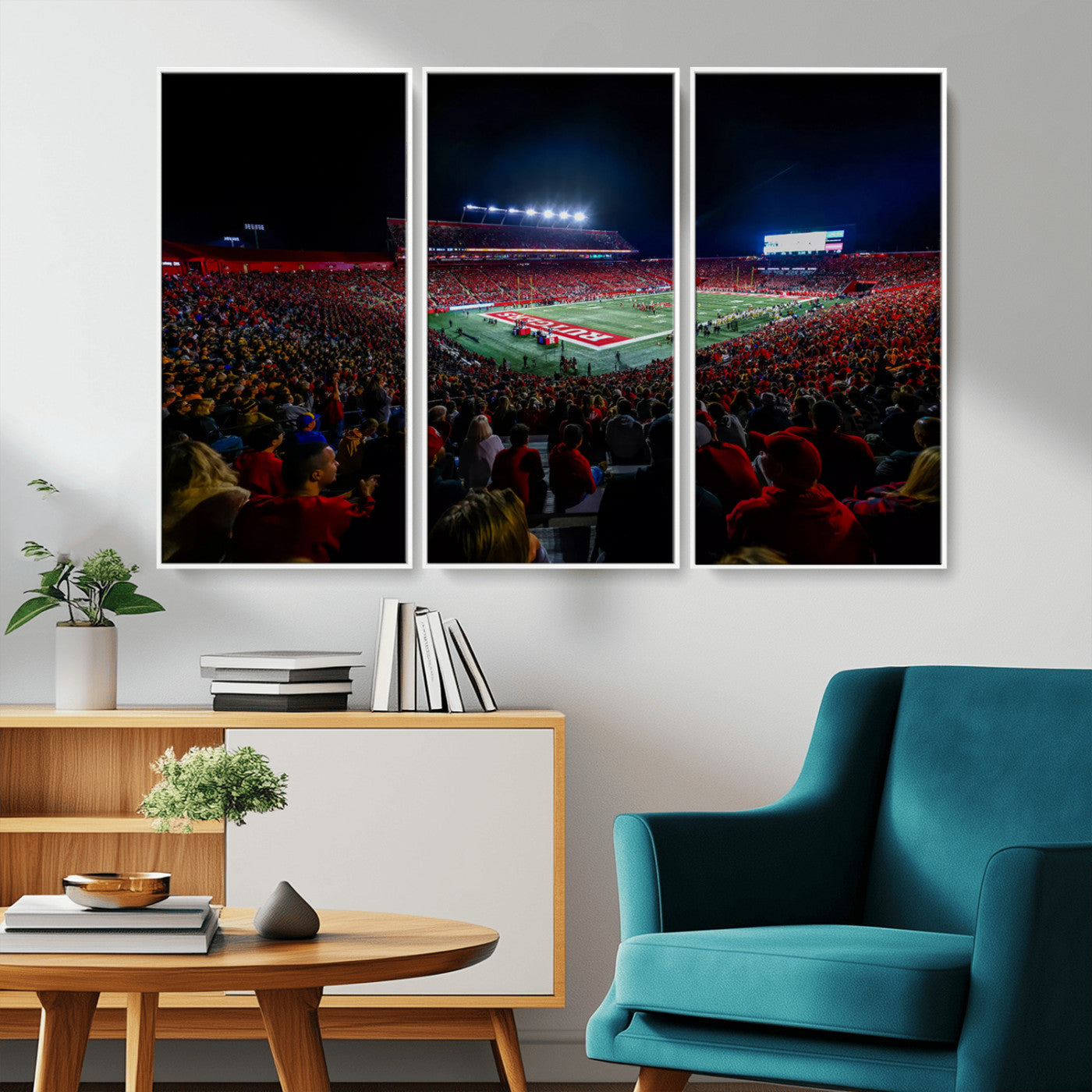 MGV-FC-48X32-3P - Rutgers Scarlet Knights Football Team Print - SHI Stadium, Piscataway Wall Art Canvas Print