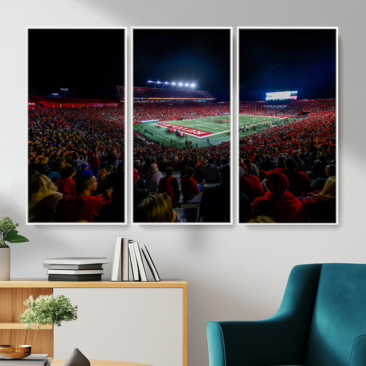 18115-PAN-FL-20X10 - Rutgers Scarlet Knights Football Team Print - SHI Stadium, Piscataway Wall Art Canvas Print