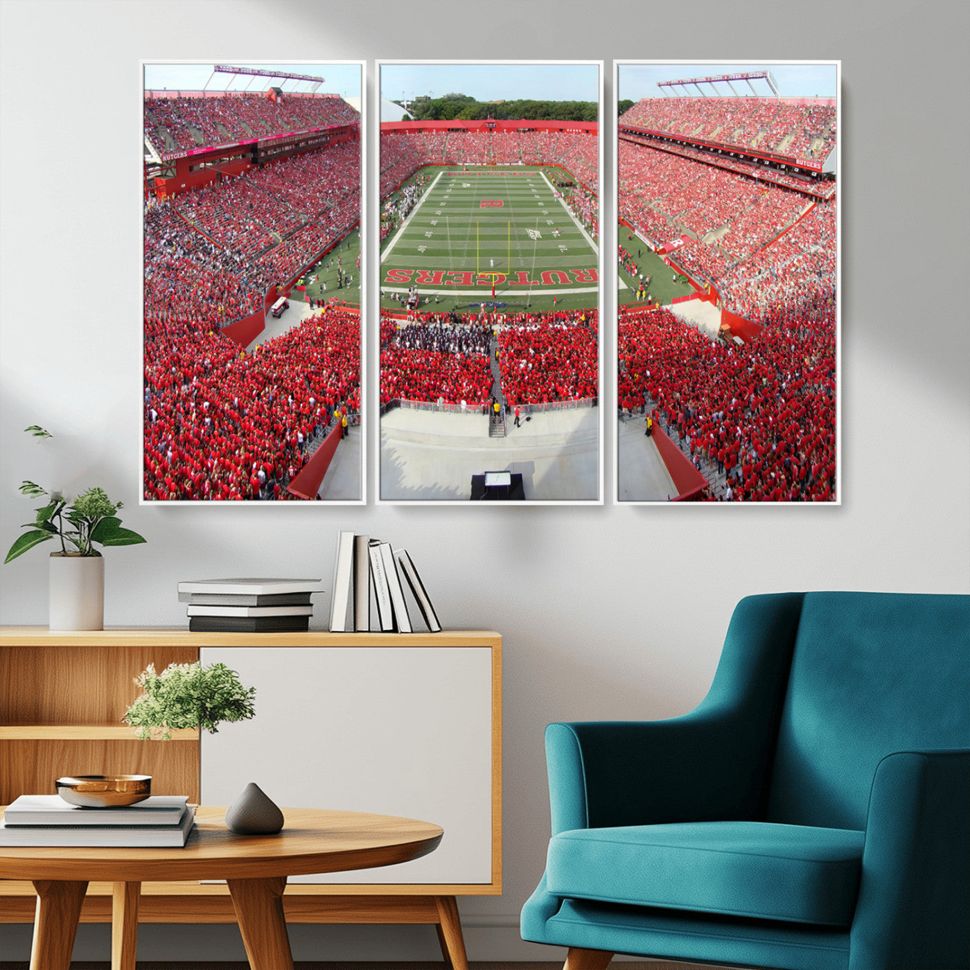 MGV-FC-48X32-3P - Rutgers Scarlet Knights Football Team Print - Piscataway SHI Stadium Wall Art Canvas Print