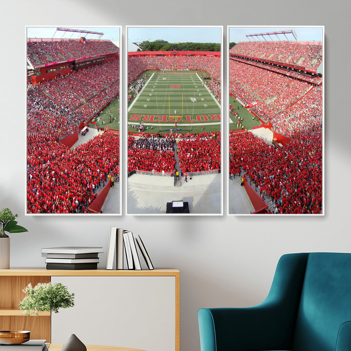 90818-PAN-FL-20X10 - Rutgers Scarlet Knights Football Team Print - Piscataway SHI Stadium Wall Art Canvas Print