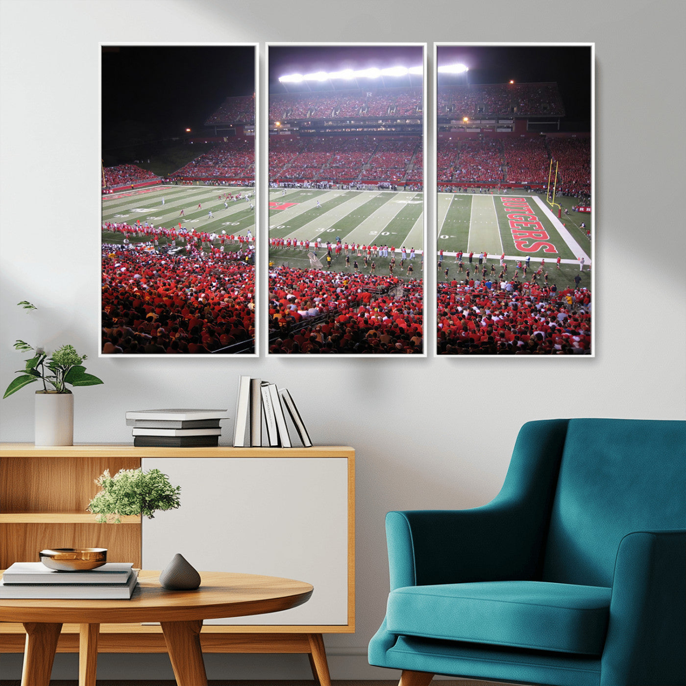 MGV-FC-48X32-3P - Rutgers University Scarlet Knights Football Team Print - Piscataway SHI Stadium Wall Art Canvas