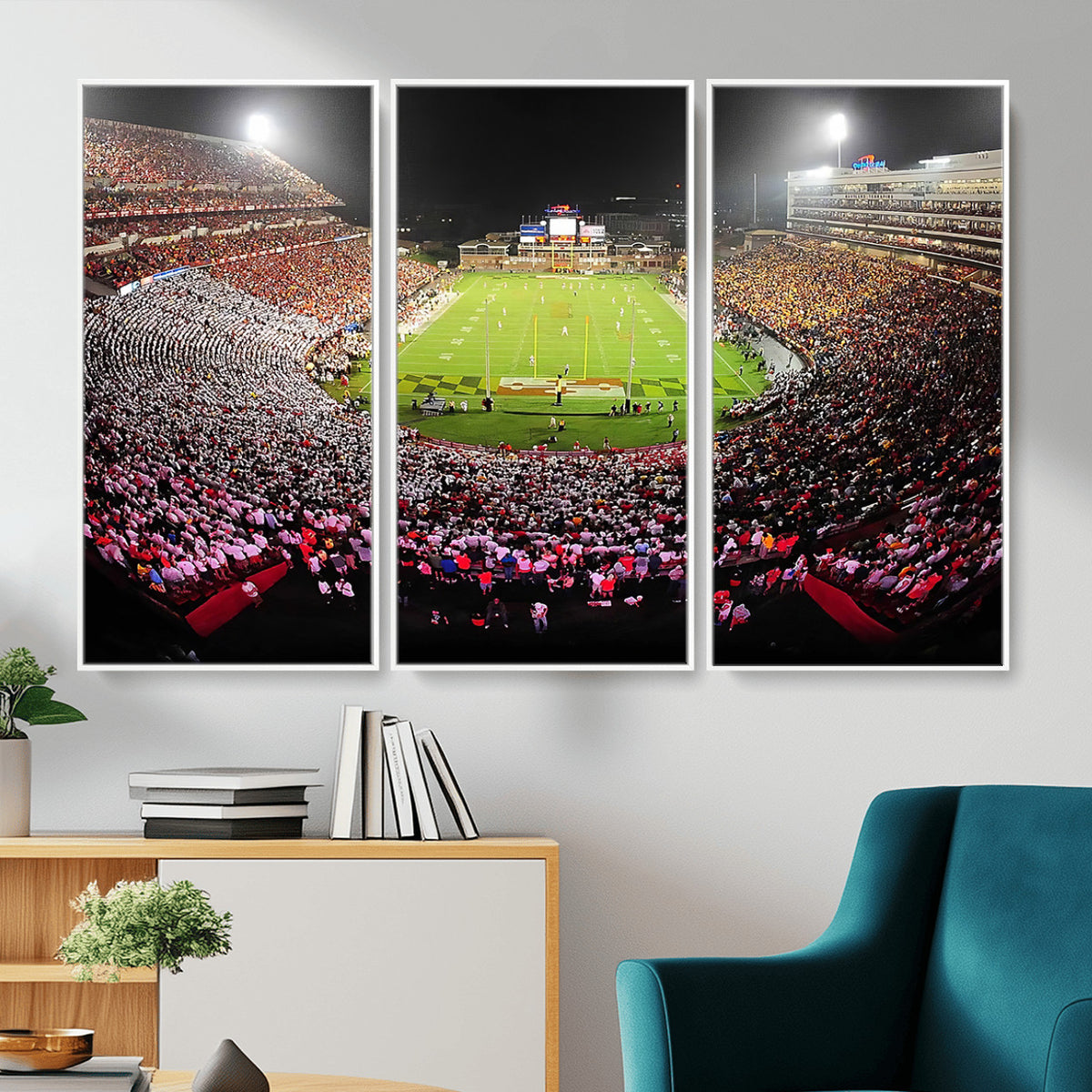 12091-PAN-FL-20X10 - University of Maryland Terrapins Football Team Print - College Park SECU Stadium Wall Art Canvas