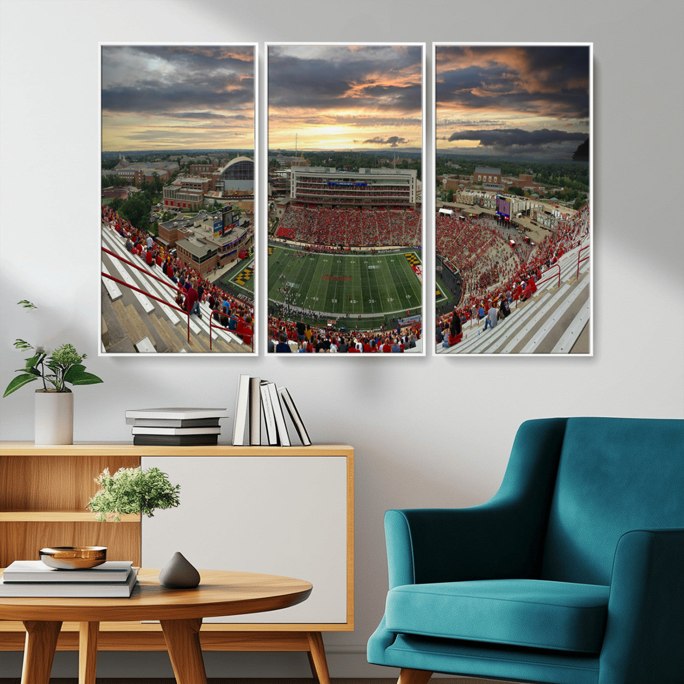 MGV-FC-48X32-3P - University of Maryland Terrapins Football Team Print - College Park SECU Stadium Wall Art Canvas