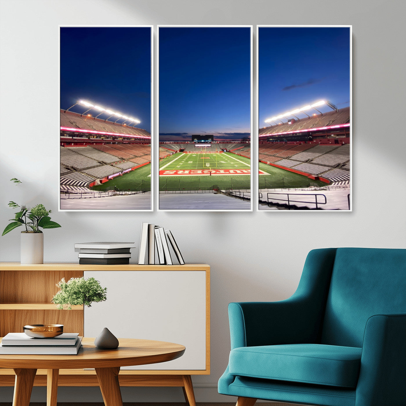 MGV-FC-48X32-3P - Rutgers Scarlet Knights Football Team Print - Piscataway SHI Stadium Wall Art Canvas Print