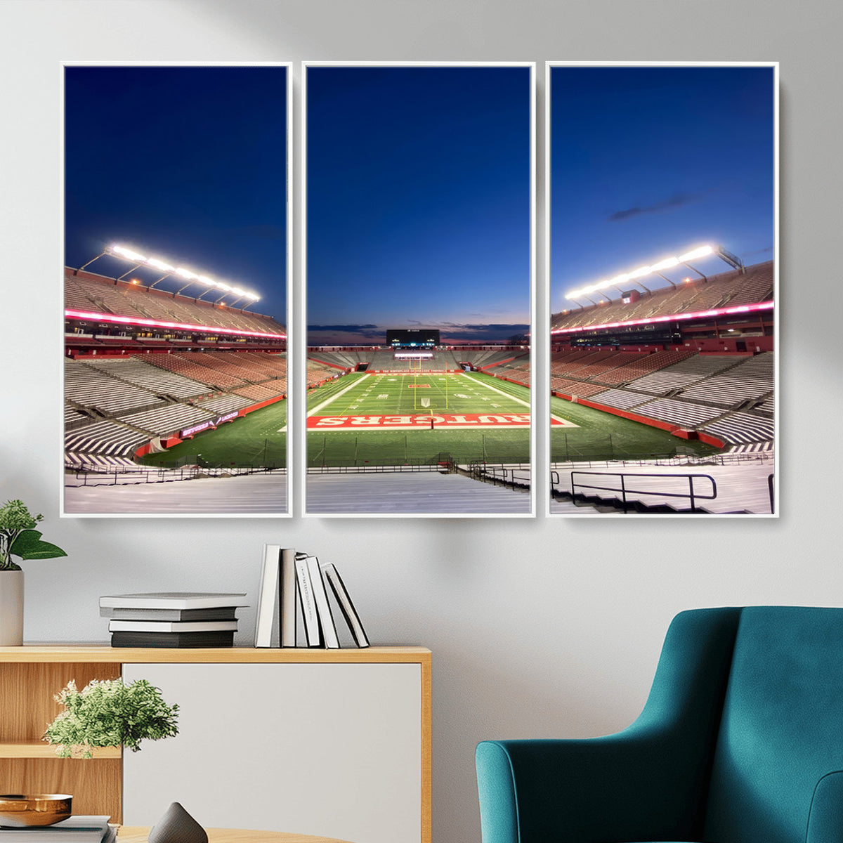 15051-MGV-CV-36X24 - Rutgers Scarlet Knights Football Team Print, Piscataway SHI Stadium