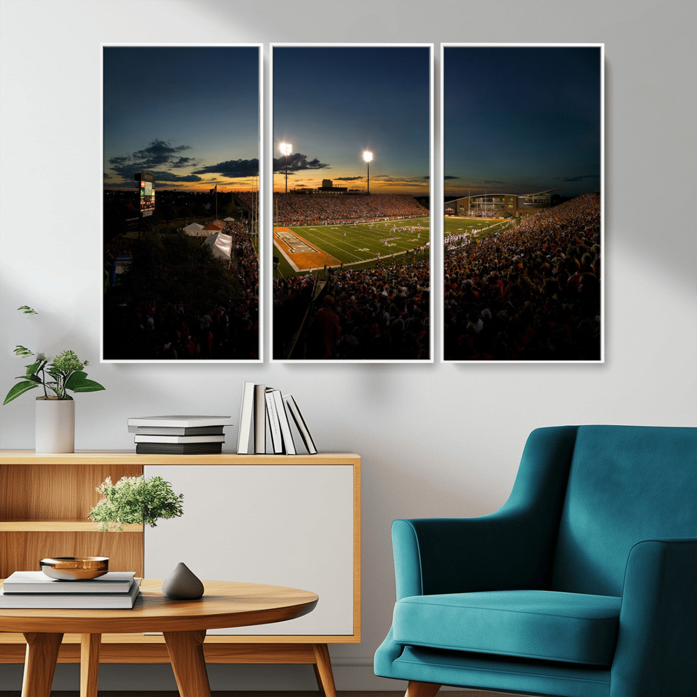 MGV-FC-48X32-3P - Ball State Cardinals Football Team Print - Muncie Scheumann Stadium Wall Art Canvas Print